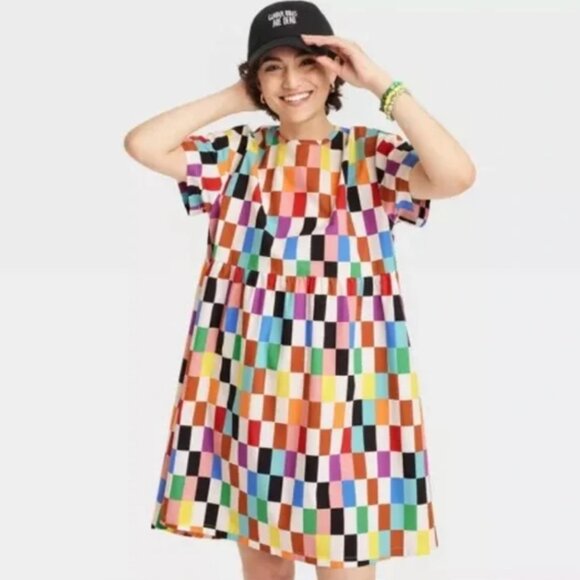 Target PRIDE Rainbow Check Skater Dress Size XS - Picture 1 of 11